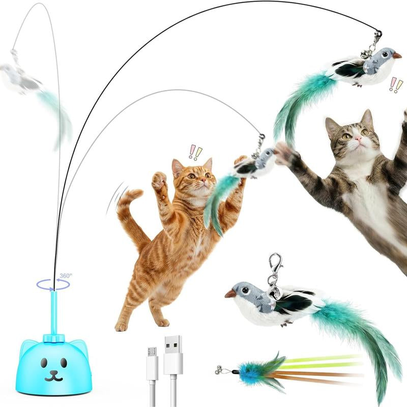 CATPICK Interactive Cat Toys for Indoor Cats Automatic Electric Flying Bird Feather Wand Toy with Automatic Function and Electric Flying Bird for Continuous Entertainment
