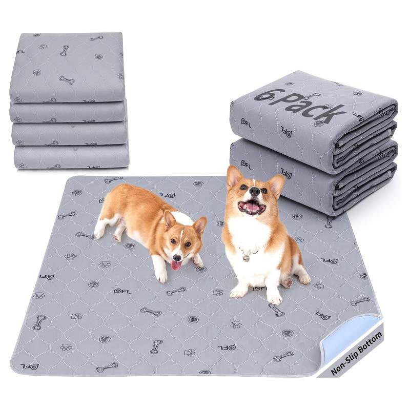 LOOBANI 6 Pack Washable Dog Pee Pad Quick Absorbent Non-Slip Waterproof Mat for Pet Fences & Incontinence Clean Training Mat with Unique Pattern Print