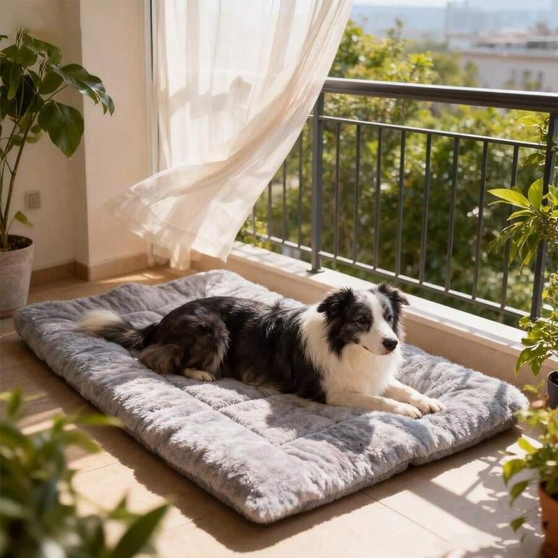 Extra-Large Plush Dog Sofa Bed- Thick & Super Soft Striped Pet Mat with High-Quality Polyester Fiber Fill, Durable Comfort for Small to Large Breeds, Durable & Cozy Pet Bed for Small to Large Breeds, Pet Comfort Mat, Pet Lovers, Stylish Pet Furniture Extr
