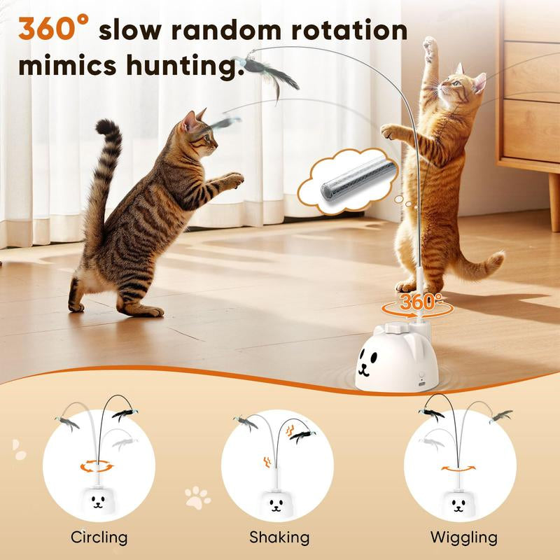 CATPICK Interactive Cat Toys for Indoor Cats Automatic Electric Flying Bird Feather Wand Toy with Automatic Function and Electric Flying Bird for Continuous Entertainment