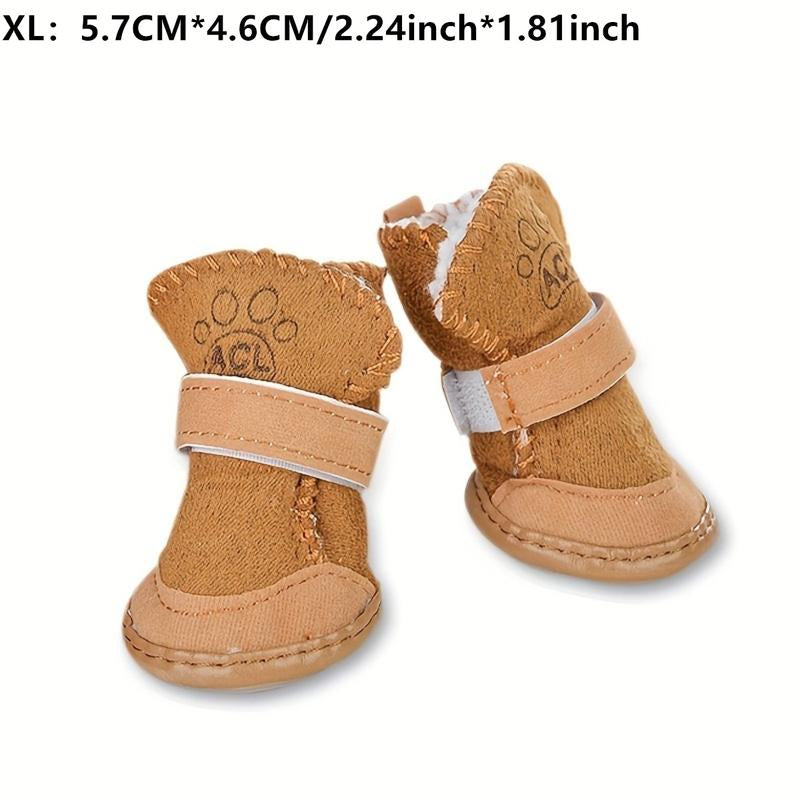 Small Dog Snow Boots Set of 4, Fleece Lined Warm Inner Sole, Anti-Slip Rubber Sole, Reflective Strips, Easy On/Off Velcro, Multiple Sizes