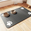 Quick Drying Absorbent Pet Feeding Mat for Dogs and Cats, Non-Slip Rubber Bottom, Dark Polyester Surface for Indoor Use